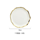 White Black Gold Rim Ceramic Dinner Plate Porcelian Snack Dishes Luxury Beef Dessert Tray Rice Soup Bowl Spoon Tableware Set