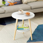 Mrosaa Tea Table End Table For Office Coffee Table Wooden Round Magazine Shelf Small Table Movable Bedroom Living Room Furniture