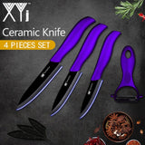 XYj Kitchen Knife Ceramic Knife Set 3" 4" 5" inch +Free Peeler Red Purple Blue Multi-colors ABS+TPR Handle Kitchen Accessories