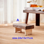 Mini Antique Foldable Wooden Low Stool Rectangle Kids Stool Portable Japanese Style Asian Traditional Furniture Tatami Mat