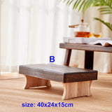 Mini Antique Foldable Wooden Low Stool Rectangle Kids Stool Portable Japanese Style Asian Traditional Furniture Tatami Mat