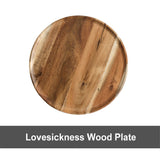 Whole Wood Lovesickness Wood Solid Wooden Pan Plate Fruit Dishes Saucer Tea Tray Dessert Dinner Plate Round Shape Tableware Set