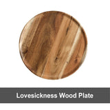 Whole Wood Lovesickness Wood Solid Wooden Pan Plate Fruit Dishes Saucer Tea Tray Dessert Dinner Plate Round Shape Tableware Set