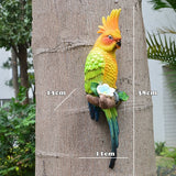 Resin Parrot Statue Wall Mounted DIY Outdoor Garden Tree Decoration Animal Sculpture For Home Office Garden Decor Ornament