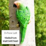 Resin Parrot Statue Wall Mounted DIY Outdoor Garden Tree Decoration Animal Sculpture For Home Office Garden Decor Ornament