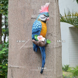 Resin Parrot Statue Wall Mounted DIY Outdoor Garden Tree Decoration Animal Sculpture For Home Office Garden Decor Ornament