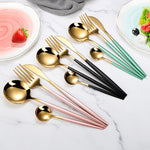 4Pcs/set Black Gold Cutlery Set 18/10 Stainless Steel Dinnerware Silverware Flatware Set Dinner Knife Fork Spoon Dropshipping