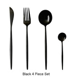 4Pcs/set Black Gold Cutlery Set 18/10 Stainless Steel Dinnerware Silverware Flatware Set Dinner Knife Fork Spoon Dropshipping