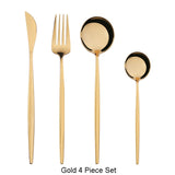 4Pcs/set Black Gold Cutlery Set 18/10 Stainless Steel Dinnerware Silverware Flatware Set Dinner Knife Fork Spoon Dropshipping