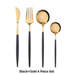 4Pcs/set Black Gold Cutlery Set 18/10 Stainless Steel Dinnerware Silverware Flatware Set Dinner Knife Fork Spoon Dropshipping