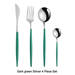 4Pcs/set Black Gold Cutlery Set 18/10 Stainless Steel Dinnerware Silverware Flatware Set Dinner Knife Fork Spoon Dropshipping