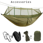 1-2 Person Portable Outdoor Camping Hammock with Mosquito Net High Strength Parachute Fabric Hanging Bed Hunting Sleeping Swing