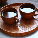 260ml Wooden Tea Cup Beer Mugs With Handgrip Tableware Beer Dining Cups Bar Drinkware Eco-friendly Wooden Tray Tableware Set