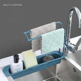 Telescopic Sink Storage Rack  Telescopic Sink Rack Holder Expandable Storage Drain Basket Kitchen Household Adjustment Drain