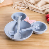 3pcs Wheat Straw Baby Cartoon Tableware Set  Children's Dishes Kids Dinner Platos Baby Feeding Plate Training Bowl Spoon Fork