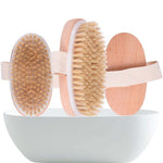 Natural Boar Bristles Dry Body Brush Wooden Oval Shower Bath Brushes Exfoliating Massage Cellulite Treatment Blood Circulation