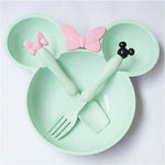 3pcs Wheat Straw Baby Cartoon Tableware Set Children's Dishes Kids Dinner Platos Baby Feeding Plate Training Bowl Spoon Fork