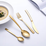 24PCS Gold Tableware Cutlery Dinner Set Cutlery Sets Dishes Knives Forks Spoons Western Kitchen Dinnerware 18/10 Stainless Steel