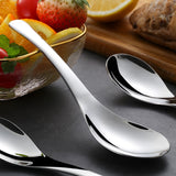 3Pcs Stainless Steel Spoons Short Handle Soup Spoon Set Large/Small Metal Kitchen Dinner Spoons for Soup Rice Porridge Tableware