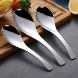 3Pcs Stainless Steel Spoons Short Handle Soup Spoon Set Large/Small Metal Kitchen Dinner Spoons for Soup Rice Porridge Tableware