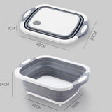 Folding Cutting Board Multifunctional Collapsible Sink Drain Basket Washable Vegetables Strainer Kitchen Storage Organizer IU006