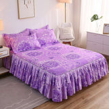 Fashion Bed Sheet+ 2pcs Pillow covers Bedspread Bed Skirt Thickened Sheet Single Bed Dust Ruffle Flower Pattern Bed Cover Sheets