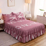 Fashion Bed Sheet+ 2pcs Pillow covers Bedspread Bed Skirt Thickened Sheet Single Bed Dust Ruffle Flower Pattern Bed Cover Sheets