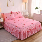 Fashion Bed Sheet+ 2pcs Pillow covers Bedspread Bed Skirt Thickened Sheet Single Bed Dust Ruffle Flower Pattern Bed Cover Sheets