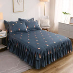 Fashion Bed Sheet+ 2pcs Pillow covers Bedspread Bed Skirt Thickened Sheet Single Bed Dust Ruffle Flower Pattern Bed Cover Sheets