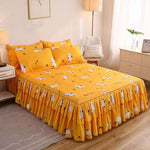 Fashion Bed Sheet+ 2pcs Pillow covers Bedspread Bed Skirt Thickened Sheet Single Bed Dust Ruffle Flower Pattern Bed Cover Sheets