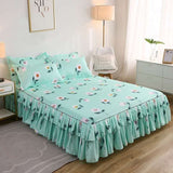 Fashion Bed Sheet+ 2pcs Pillow covers Bedspread Bed Skirt Thickened Sheet Single Bed Dust Ruffle Flower Pattern Bed Cover Sheets