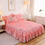 Fashion Bed Sheet+ 2pcs Pillow covers Bedspread Bed Skirt Thickened Sheet Single Bed Dust Ruffle Flower Pattern Bed Cover Sheets