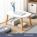 Tea Table End Table For Office Coffee Table Wooden Round/Square Magazine Shelf Small Table Movable Bedroom Living Room Furniture