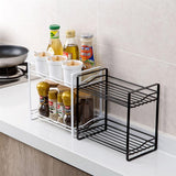 OUNONA Condiment Storage Rack Double Layer Spice Jars Rack Kitchen Storage Holder Multifunction Bathroom Storage Shelf Rack