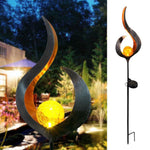 Solar LED Flame Light, Retro Iron Solar Garden Light Flame Effect Lamp Waterproof Outdoor Lights for Walkway Lawn Path Garden