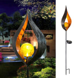 Solar LED Flame Light, Retro Iron Solar Garden Light Flame Effect Lamp Waterproof Outdoor Lights for Walkway Lawn Path Garden