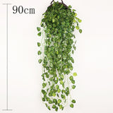 Artificial Plant Vines Wall Hanging Rattan Leaves Branches Outdoor Garden Home Decoration Plastic Fake Silk Leaf Green Plant Ivy