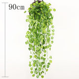 Artificial Plant Vines Wall Hanging Rattan Leaves Branches Outdoor Garden Home Decoration Plastic Fake Silk Leaf Green Plant Ivy