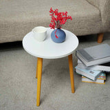 Round Nordic Wood Coffee Table Bed Sofa Side Table Movable Tea Fruit Snack End Table Small Desk Living Room Furniture 35 x 42 cm