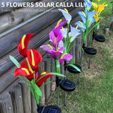 Diverse Solar Flower Light Calla Lily Rose LED Lawn Lamps Outdoor Waterproof Flash Lights Lawn Garden Decor Lawn Landscape Lamp