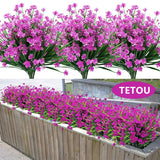 Fake Artificial Flowers Outdoor for Decoration UV Resistant No Fade Faux Plastic Plants Garden Porch Window Kitchen Office Table