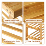 3 Tier Bamboo Entryway Shoe Rack Storage Bench Multi-Use Shoe Rack Bench Furniture For Hallway Bathroom Living Room