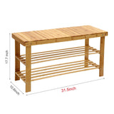 3 Tier Bamboo Entryway Shoe Rack Storage Bench Multi-Use Shoe Rack Bench Furniture For Hallway Bathroom Living Room