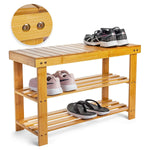 3 Tier Bamboo Entryway Shoe Rack Storage Bench Multi-Use Shoe Rack Bench Furniture For Hallway Bathroom Living Room