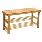 3 Tier Bamboo Entryway Shoe Rack Storage Bench Multi-Use Shoe Rack Bench Furniture For Hallway Bathroom Living Room