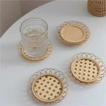 Kitchen Simple Coasters Japanese Style Bamboo Woven Saucer Mat Non-slip Pot Holder Rattan Woven Cup Mat Dining Table Placemat