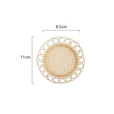 Kitchen Simple Coasters Japanese Style Bamboo Woven Saucer Mat Non-slip Pot Holder Rattan Woven Cup Mat Dining Table Placemat