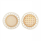 Kitchen Simple Coasters Japanese Style Bamboo Woven Saucer Mat Non-slip Pot Holder Rattan Woven Cup Mat Dining Table Placemat