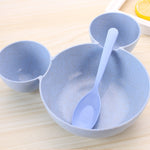 Rosiky Wheat straw baby feeding bowl kid's rice bowl with spoon cute dinner plate children baby cartoon food tableware