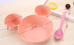 Rosiky Wheat straw baby feeding bowl kid's rice bowl with spoon cute dinner plate children baby cartoon food tableware